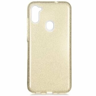 Samsung A11 Siliconen Glitter Hoesje Goud