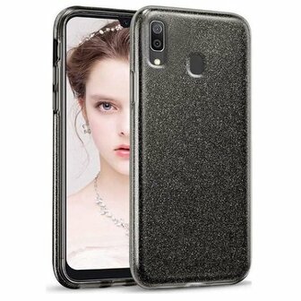 Samsung A20e Siliconen Glitter Hoesje Zwart