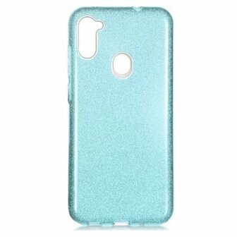 Samsung A11 Siliconen Glitter Hoesje Blauw