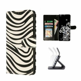 Samsung S20 Ultra Hoesje Met Pasjeshouder Bookcase Zebra
