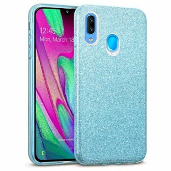 Samsung A20e Siliconen Glitter Hoesje Blauw