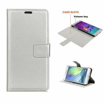 Samsung Note 4 Hoesje Met Pasjeshouder Bookcase Zilver