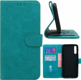 Samsung A70 Hoesje Met Pasjeshouder Bookcase Turquoise