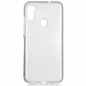 Samsung A11 Siliconen Glitter Hoesje Zilver