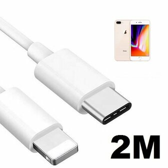 iPhone 8 PLUS Oplaadkabel USB C Lightning 2 Meter