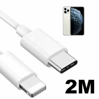 iPhone 11 Pro Oplaadkabel USB C Lightning 2 Meter