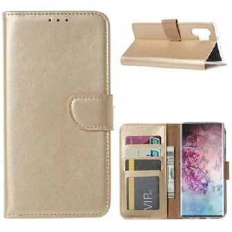 Samsung Note 10 Plus Hoesje Met Pasjeshouder Bookcase Goud