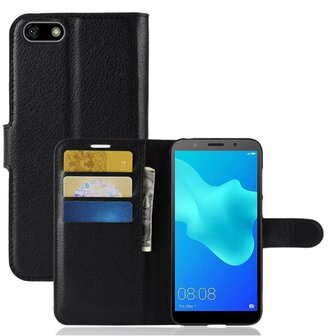 Huawei Y5 2018 Hoesje Met Pasjeshouder Bookcase Zwart