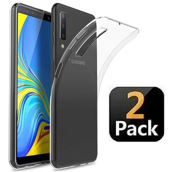 Samsung A7 2018 Hoesje TPU Siliconen Transparant 2 STUKS