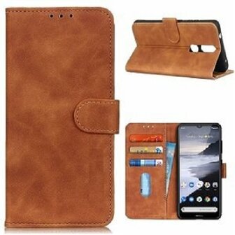 Nokia 2.4 Hoesje Met Pasjeshouder Bookcase Bruin