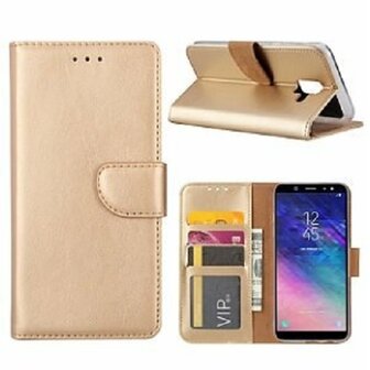 Samsung A6 2018 Hoesje Met Pasjeshouder Bookcase Goud