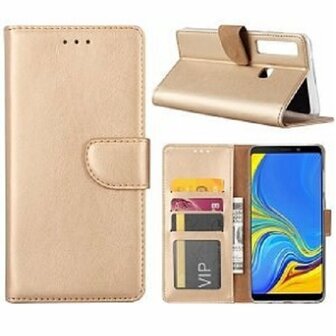 Samsung A9 2018 Hoesje Met Pasjeshouder Bookcase Goud