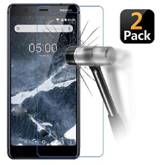 Nokia 5.1 Screenprotector Beschermglas 2 STUKS