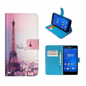 Sony Xperia Z3 Compact Hoesje Met Pasjeshouder Bookcase Parijs