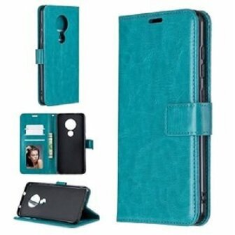 Nokia 3.4 Hoesje Met Pasjeshouder Bookcase Turquoise