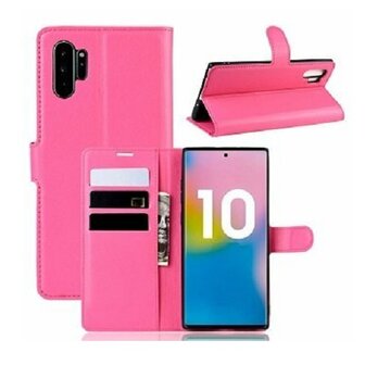 Samsung Note 10 Plus Hoesje Met Pasjeshouder Bookcase Roze