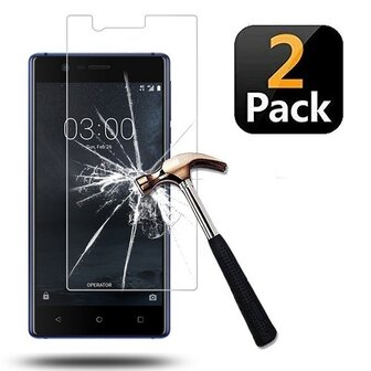 Nokia 3 Screenprotector Beschermglas 2 STUKS