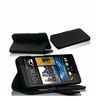 HTC One M7 Hoesje Met Pasjeshouder Bookcase Zwart