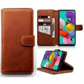 Samsung A71 Hoesje Met Pasjeshouder Bookcase Bruin