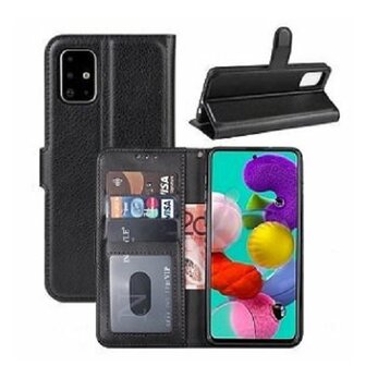 Samsung M51 Hoesje Met Pasjeshouder Bookcase Zwart