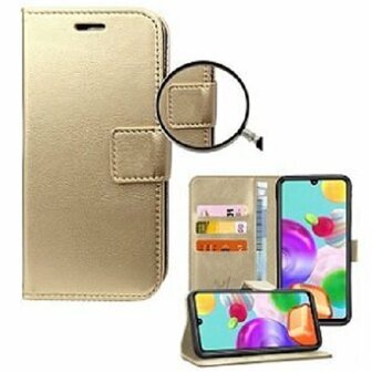 Samsung A41 Hoesje Met Pasjeshouder Bookcase Goud