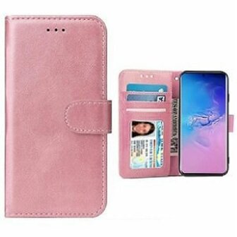 Huawei P Smart 2020 Hoesje Met Pasjeshouder Bookcase Roze Goud