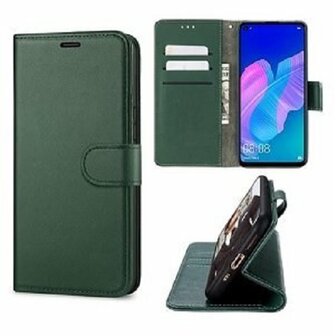 Huawei P40 Lite E Hoesje Met Pasjeshouder Bookcase Donker Groen