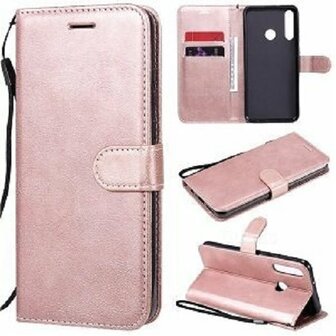 Huawei Y6p Hoesje Met Pasjeshouder Bookcase Rose Goud