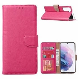 Samsung Galaxy S21 Plus Hoesje Met Pasjeshouder Bookcase Roze