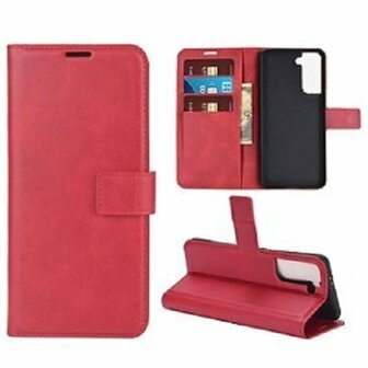 Samsung Galaxy S21 Plus Hoesje Met Pasjeshouder Bookcase Rood