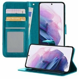 Samsung Galaxy S21 Plus Hoesje Met Pasjeshouder Bookcase Turquoise