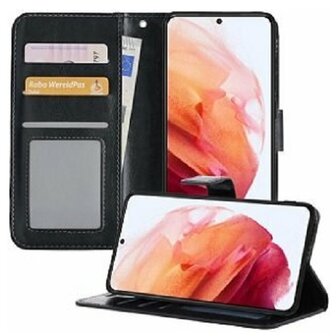 Samsung Galaxy S21 Plus Hoesje Met Pasjeshouder Bookcase Zwart
