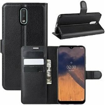 Nokia 2.3 Hoesje Met Pasjeshouder Bookcase Zwart