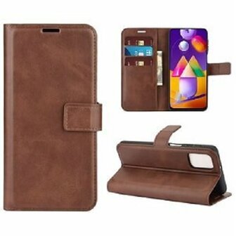 Samsung M31s Hoesje Met Pasjeshouder Bookcase Bruin