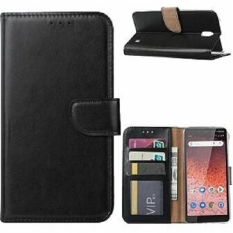 Nokia 1 Plus Hoesje Met Pasjeshouder Bookcase Zwart