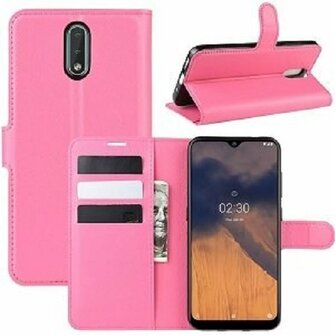 Nokia 2.3 Hoesje Met Pasjeshouder Bookcase Roze