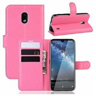 Nokia 2.2 Hoesje Met Pasjeshouder Bookcase Roze