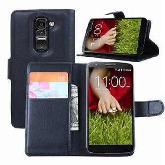 LG G2 Mini Hoesje Met Pasjeshouder Bookcase Zwart