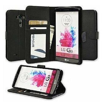 LG G3 Hoesje Met Pasjeshouder Bookcase Zwart