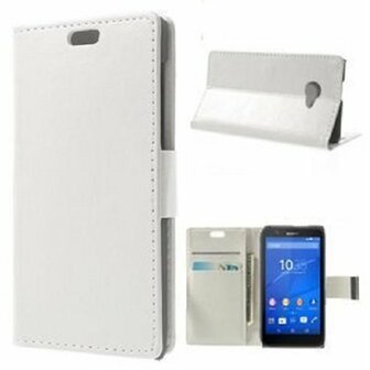 Sony Xperia E4 Hoesje Met Pasjeshouder Bookcase Wit