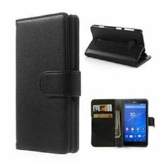 Sony Xperia E4 Hoesje Met Pasjeshouder Bookcase Zwart