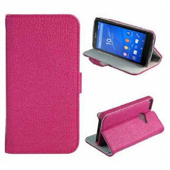 Sony Xperia E4 Hoesje Met Pasjeshouder Bookcase Roze