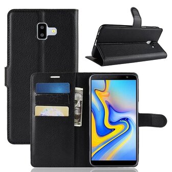 Samsung J6 PLUS Hoesje Met Pasjeshouder Bookcase Zwart