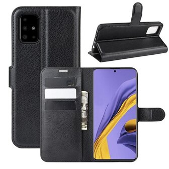 Samsung A51 Hoesje Met Pasjeshouder Bookcase Zwart