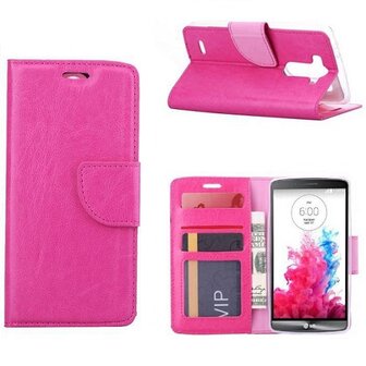LG G3 Hoesje Met Pasjeshouder Bookcase Roze