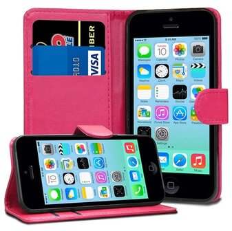 iPhone 5C Hoesje Met Pasjeshouder Bookcase Roze