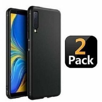 Samsung A7 2018 Hoesje Siliconen TPU Zwart 2 STUKS