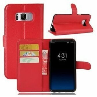 Samsung S8 PLUS Hoesje Met Pasjeshouder Bookcase Rood