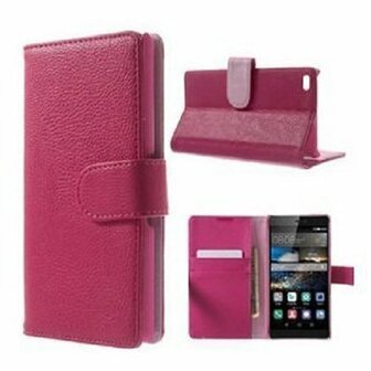 Huawei P8 Hoesje Met Pasjeshouder Bookcase Roze