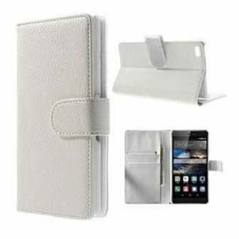 Huawei P8 Hoesje Met Pasjeshouder Bookcase Wit